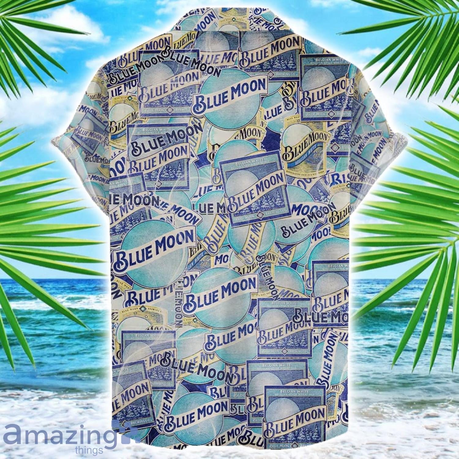 Blue Moon 3D Printing Beer Logo Hawaiian Shirt For Men And Women image Blue Moon 3D Printing Beer Logo Hawaiian Shirt For Men And Women Product Photo 2