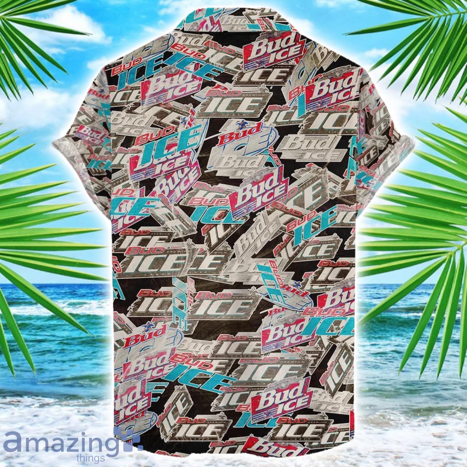 Bud Ice 3D Printing Beer Logo Hawaiian Shirt For Men And Women image Bud Ice 3D Printing Beer Logo Hawaiian Shirt For Men And Women Product Photo 2