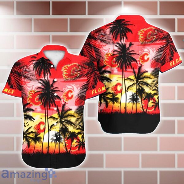 Calgary Flames NHL Hawaii Coconut And Logo Full Printed Hawaiian Shirt Product Photo 1