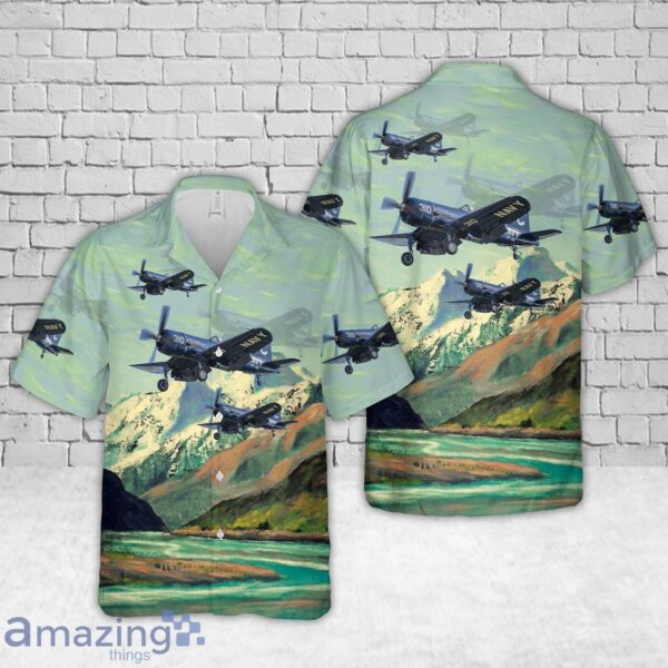 Chance Vought F4U-4 Corsair, BuNo 97388, NX72378, Navy 310-C VF-42 (Green Pawn) Hawaiian Shirt Product Photo 1