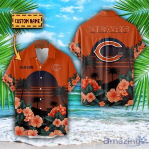 Chicago Bears NFL Team Hawaiian Shirt And Shorts Floral Beach Pattern Custom Name Product Photo 1