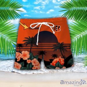 Cincinnati Bengals NFL Team Hawaiian Shirt And Shorts Floral Beach Pattern Custom Name Product Photo 2