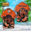 Cincinnati Bengals NFL Team Hawaiian Shirt And Shorts Floral Beach Pattern Custom Name