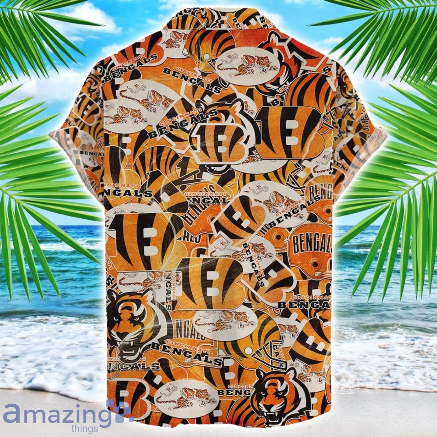 Cincinnati Bengals NFL Team Logo 3D Hawaiian Shirt Limited For Sports Fans image Cincinnati Bengals NFL Team Logo 3D Hawaiian Shirt Limited For Sports Fans Product Photo 2