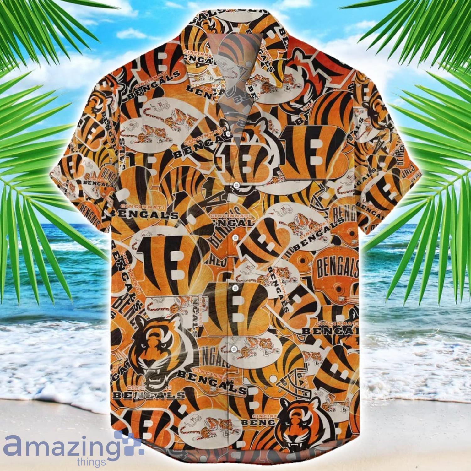 Cincinnati Bengals NFL Team Logo 3D Hawaiian Shirt Limited For Sports Fans image Cincinnati Bengals NFL Team Logo 3D Hawaiian Shirt Limited For Sports Fans Product Photo 1