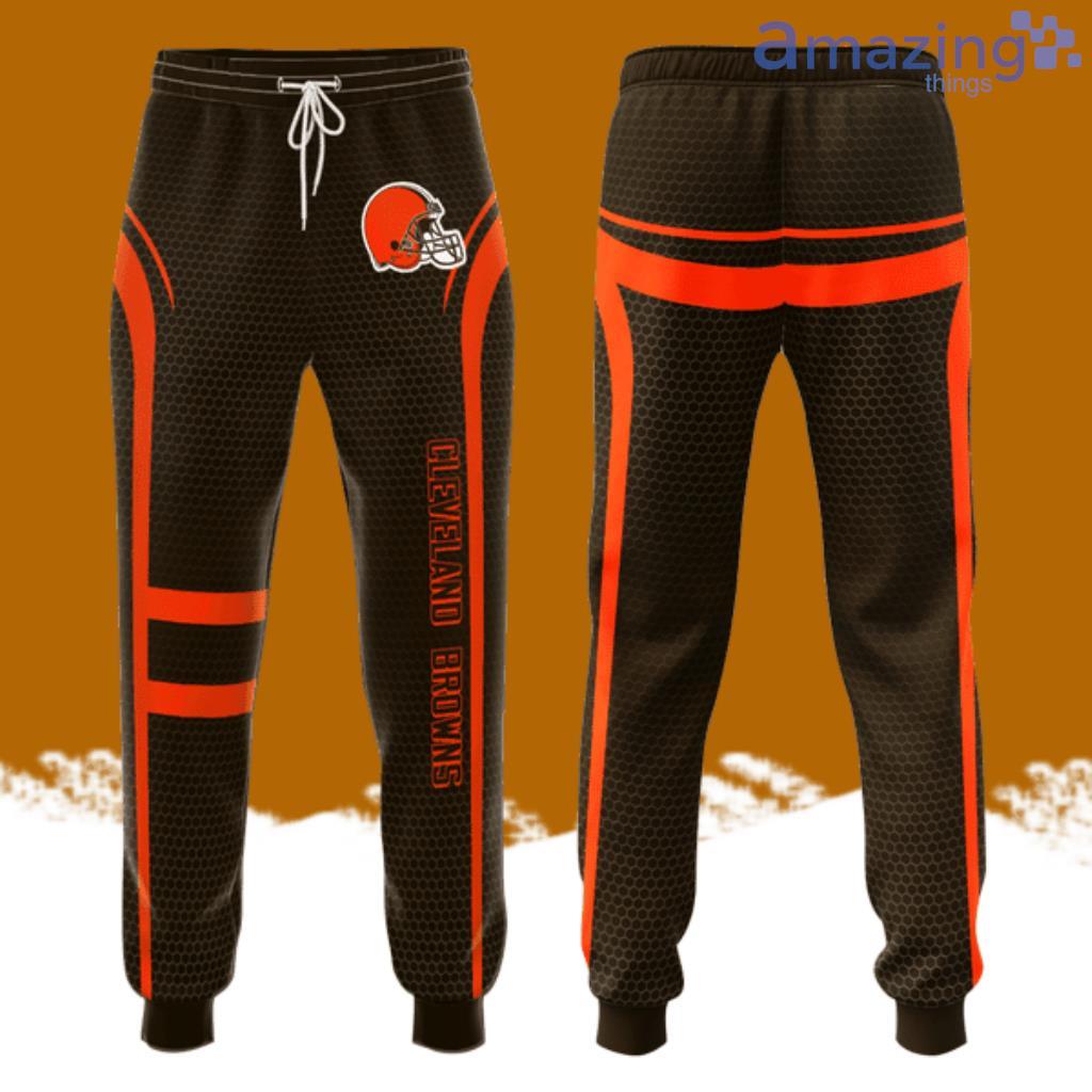 Cleveland Browns Football Team All Over Print 3D Long Pants Black image Cleveland Browns Football Team All Over Print 3D Long Pants Black Product Photo 1
