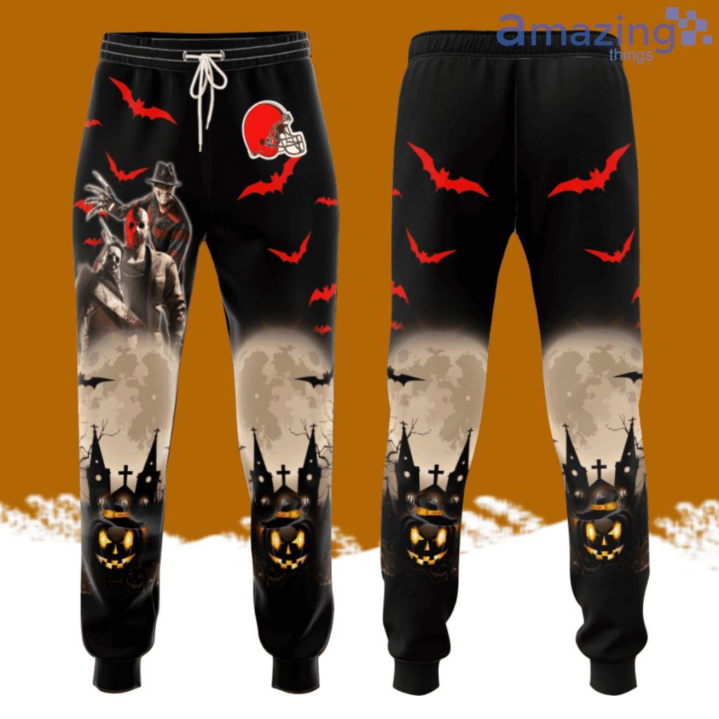 Cleveland Browns Football Team, Freddy Krueger, Michael Myers, Jason Voorhees Halloween All Over Print 3D Long Pants Black image Cleveland Browns Football Team, Freddy Krueger, Michael Myers, Jason Voorhees Halloween All Over Print 3D Long Pants Black Product Photo 1
