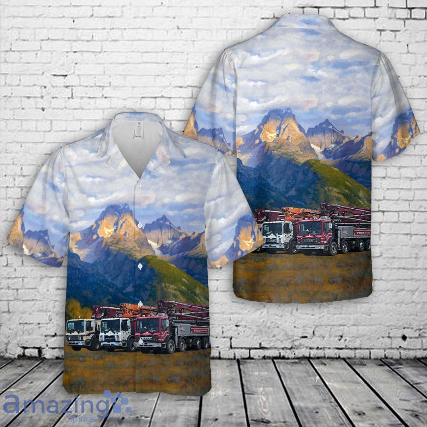 Concrete Pump Truck 5 Hawaiian Shirt image Concrete Pump Truck 5 Hawaiian Shirt Product Photo 1