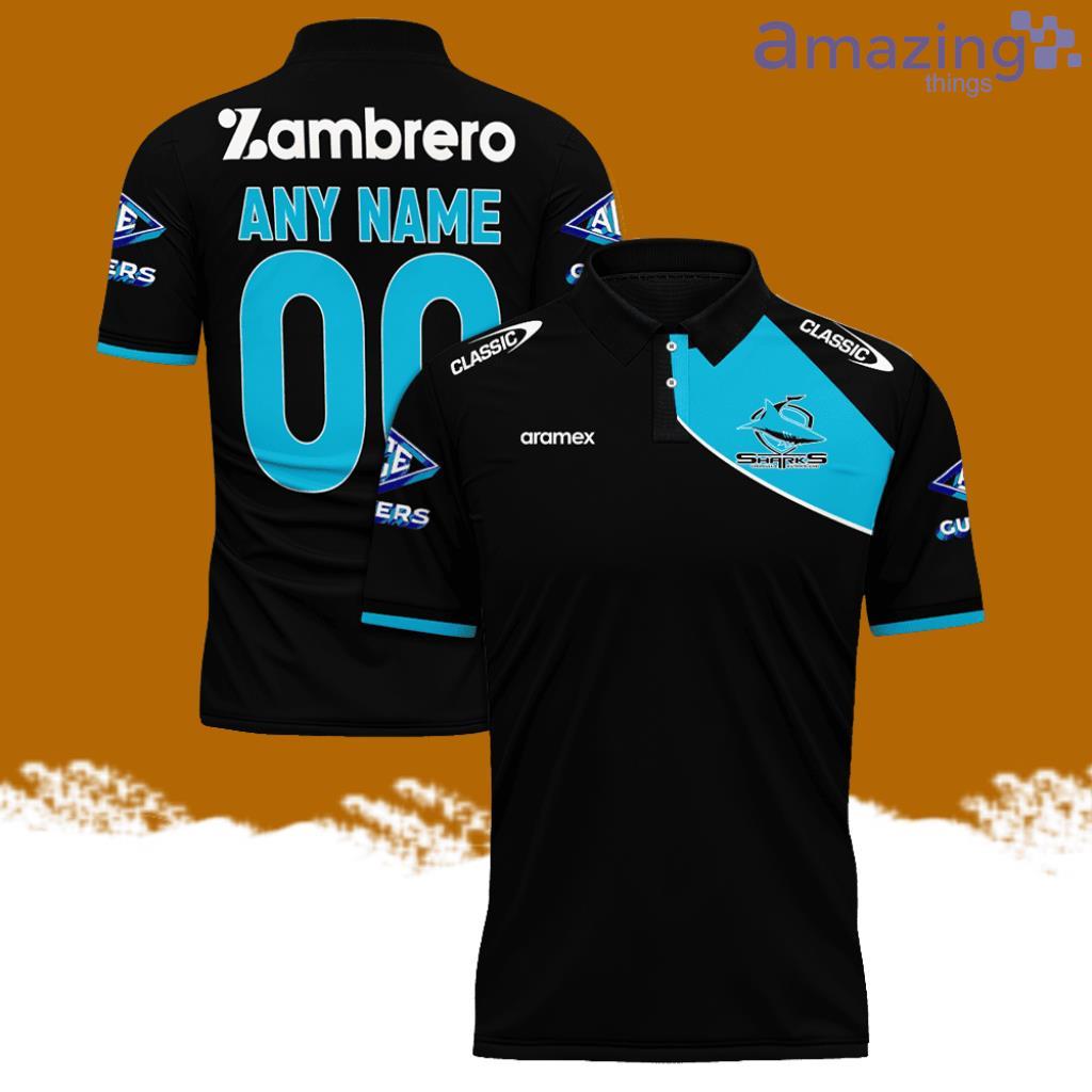 Cronulla Sutherland Sharks Player NRL Personalized Polo Shirt 3D Print image Cronulla Sutherland Sharks Player NRL Personalized Polo Shirt 3D Print Product Photo 1