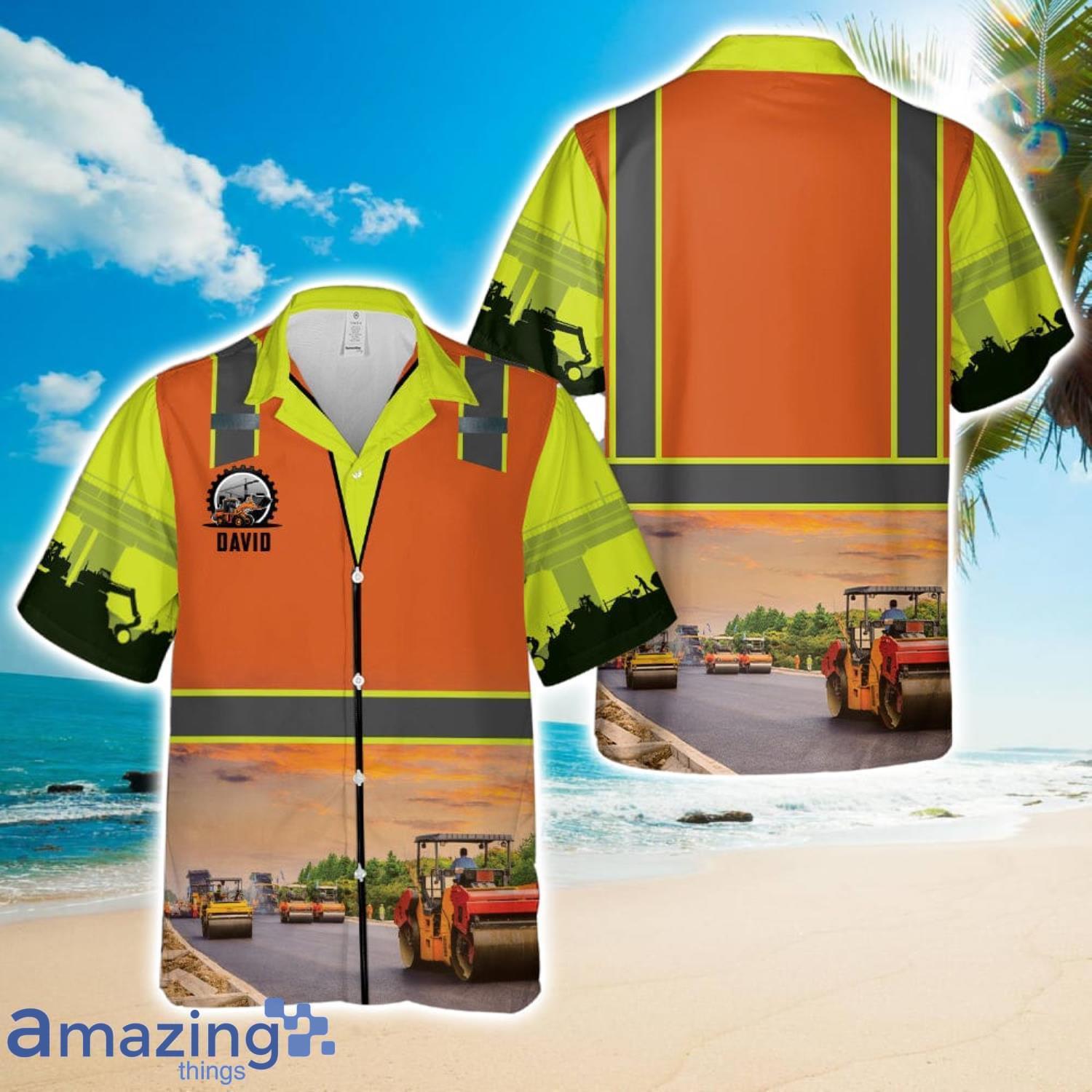 Custom Name Highway Construction Hawaiian Shirt image Custom Name Highway Construction Hawaiian Shirt Product Photo 1