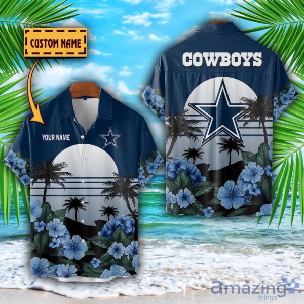 Dallas Cowboys NFL Team Hawaiian Shirt And Shorts Floral Beach Pattern Custom Name Product Photo 1