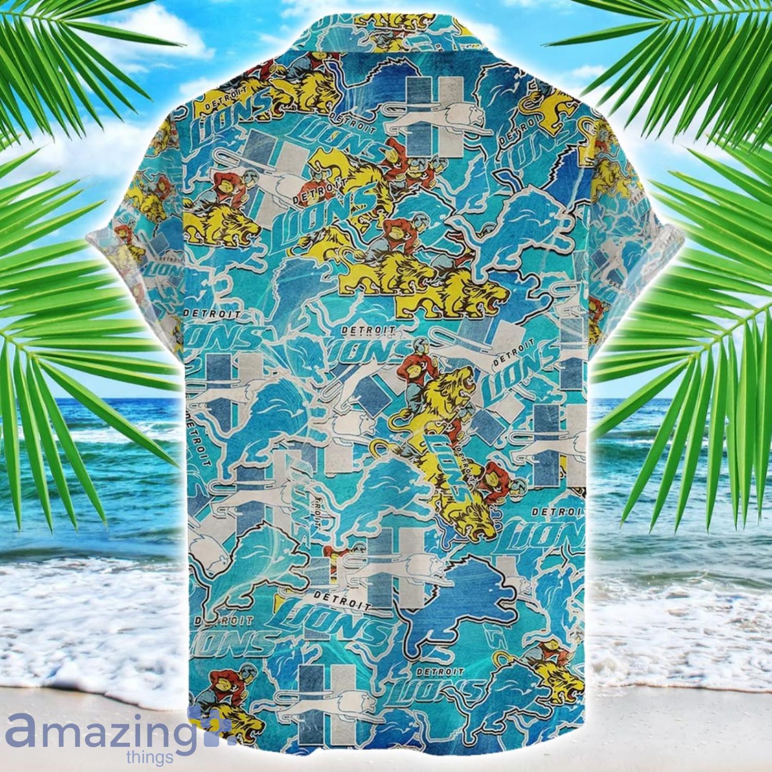Detroit Lions NFL Team Logo 3D Hawaiian Shirt Limited For Sports Fans image Detroit Lions NFL Team Logo 3D Hawaiian Shirt Limited For Sports Fans Product Photo 2