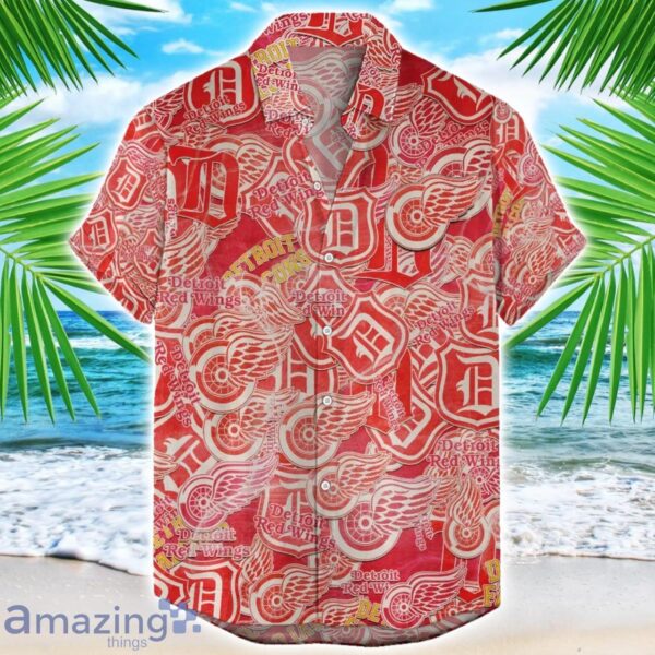 Detroit Red Wings 3D Printing NHL Team Logo Hawaiian Shirt Unique Gift For Fans Product Photo 1