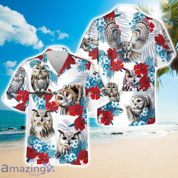 Elegant Owl Tropical 3d Hawaiian Shirt Product Photo 1