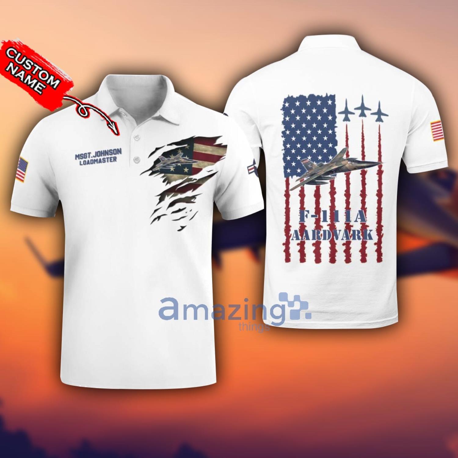 F 111A Aardvark Vietnam War F111A 3D Aircraft Flag White Polo Shirt For Men And Women Custom Name image F-111A Aardvark Vietnam War F111A 3D Aircraft Flag White Polo Shirt For Men And Women Custom Name Product Photo 1