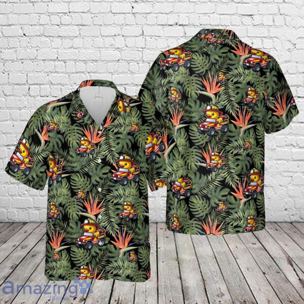 Fireman Rubber Ducky Riding American Off-Road Fire Truck Hawaiian Shirt Product Photo 1