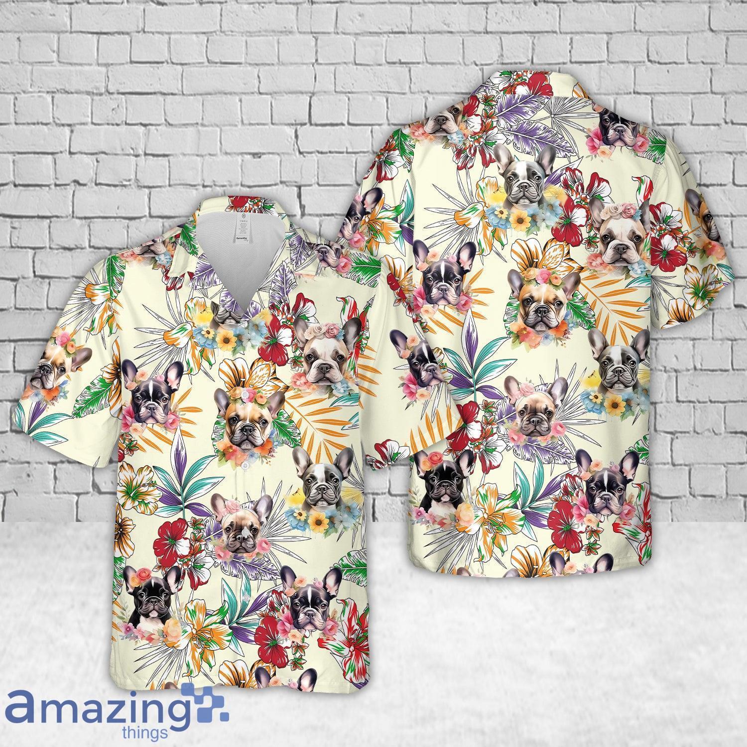 Floral French Bulldog Hawaiian Shirt image Floral French Bulldog Hawaiian Shirt Product Photo 1