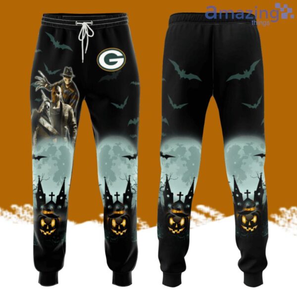 Green Bay Packers Football Team Freddy Krueger, Michael Myers,jason Voorhees Halloween All Over Print 3D Long Pants Black Product Photo 1