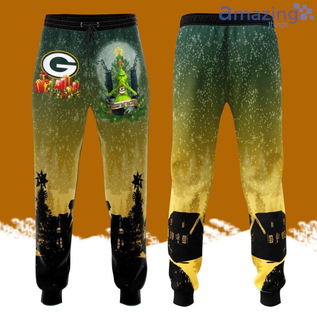 Green Bay Packers Football Team Grinch All Over Print 3D Long Pants Yellow image Green Bay Packers Football Team Grinch All Over Print 3D Long Pants Yellow Product Photo 1