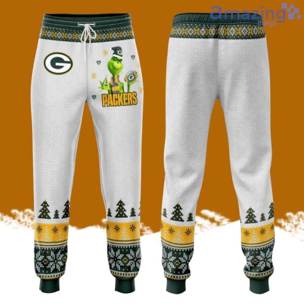 Green Bay Packers Grinch Christmas Pattern All Over Print 3D Casual Unisex All Over Print 3D Long Pants White Product Photo 1