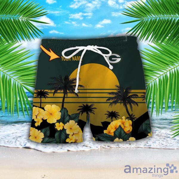 Green Bay Packers NFL Team Hawaiian Shirt And Shorts Floral Beach Pattern Custom Name Product Photo 2