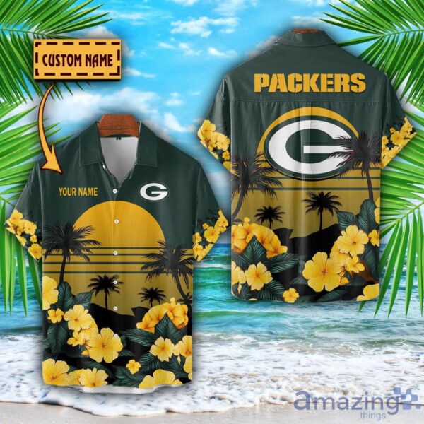 Green Bay Packers NFL Team Hawaiian Shirt And Shorts Floral Beach Pattern Custom Name Product Photo 1