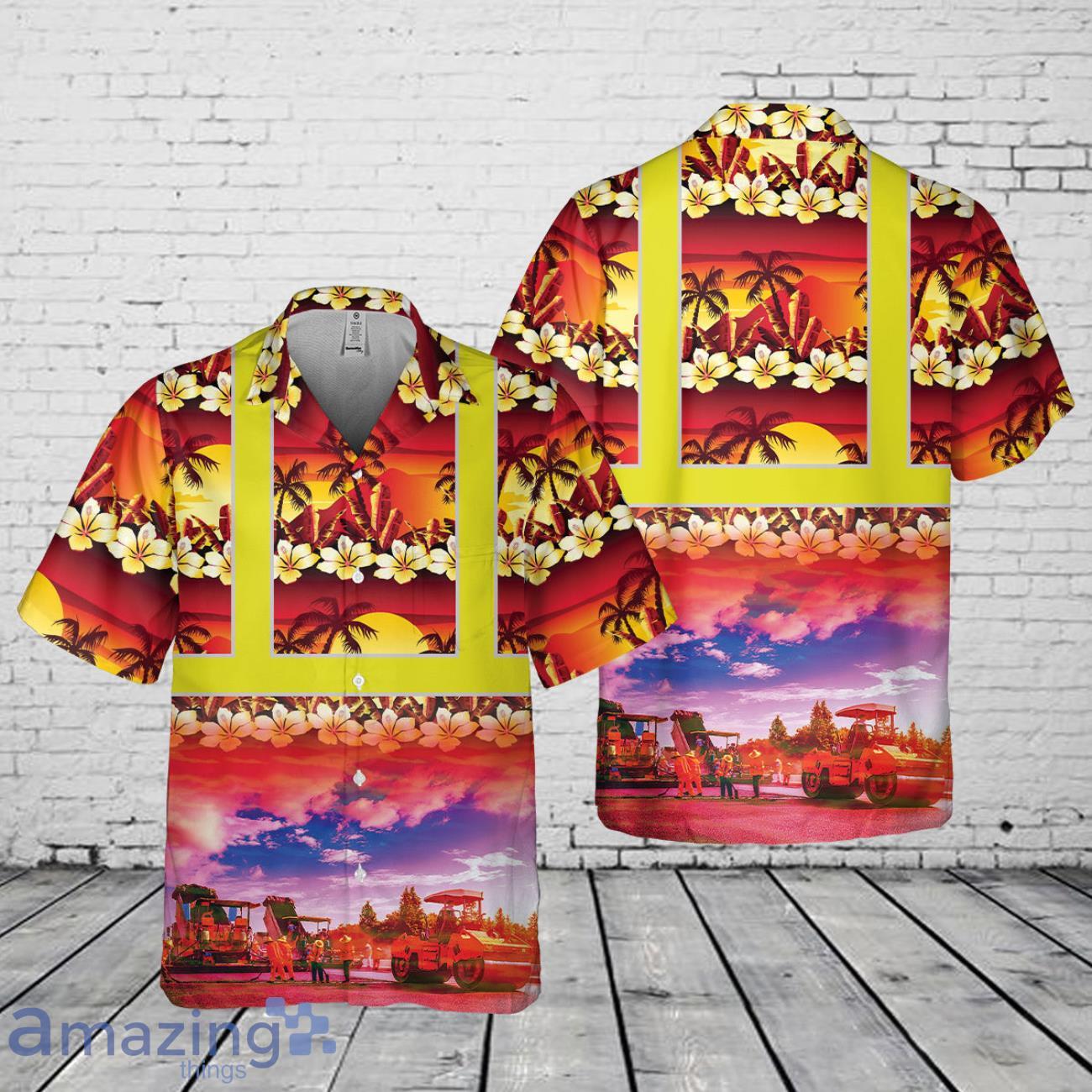 Highway Construction Tropical Pocket Hawaiian Shirt image Highway Construction Tropical Pocket Hawaiian Shirt Product Photo 1