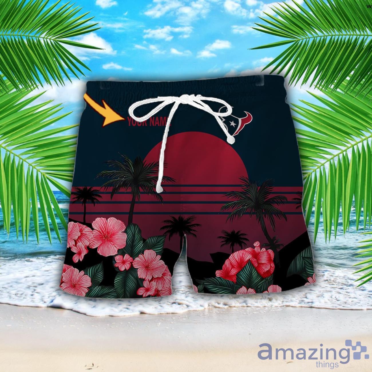 Houston Texans NFL Team Hawaiian Shirt And Shorts Floral Beach Pattern Custom Name image Houston Texans NFL Team Hawaiian Shirt And Shorts Floral Beach Pattern Custom Name Product Photo 2