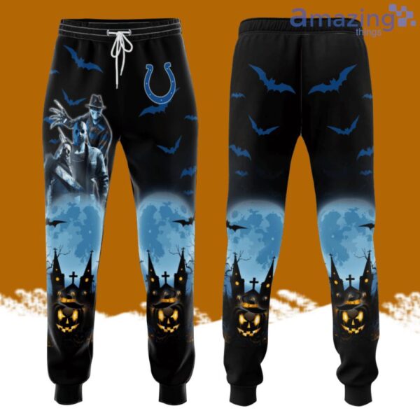 Indianapolis Colts Football Team, Freddy Krueger, Michael Myers, Jason Voorhees Halloween All Over Print 3D Long Pants Black Product Photo 1