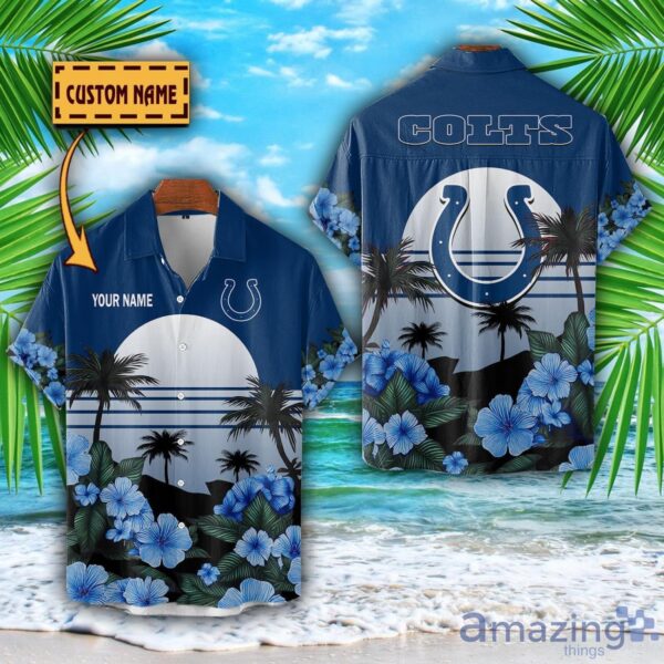 Indianapolis Colts NFL Team Hawaiian Shirt And Shorts Floral Beach Pattern Custom Name Product Photo 1