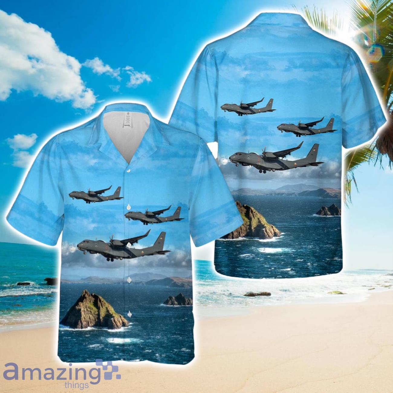 Irish Air Corps C295 Blue Hawaiian Shirt image Irish Air Corps C295 Blue Hawaiian Shirt Product Photo 1