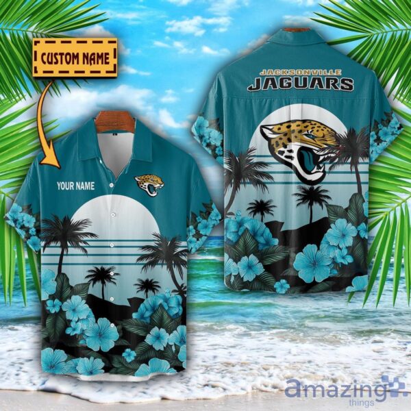 Jacksonville Jaguars NFL Team Hawaiian Shirt And Shorts Floral Beach Pattern Custom Name Product Photo 1