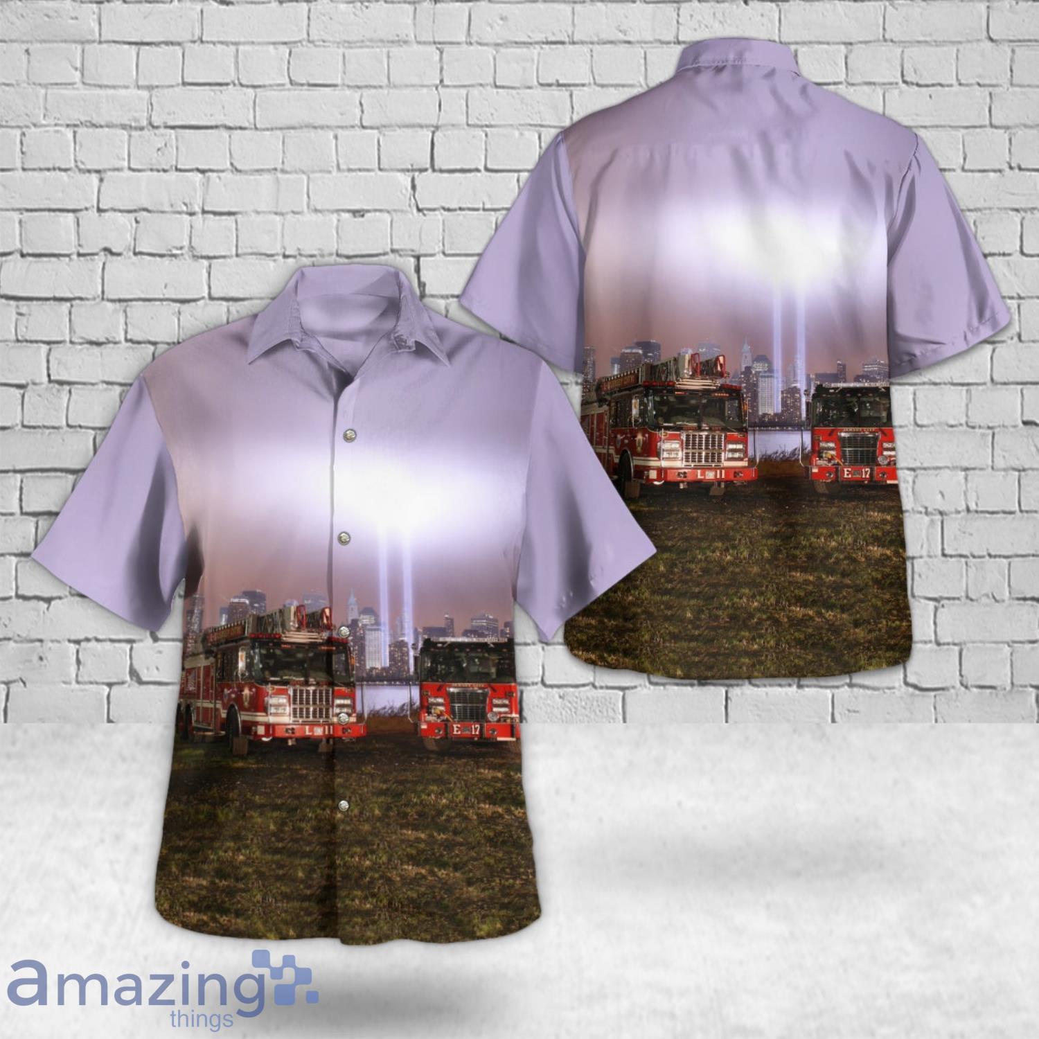 Jersey City, New Jersey, Jersey City Fire Department Ladder 11 & Engine 17 Never Forget 9 11 Hawaiian Shirt image Jersey City, New Jersey, Jersey City Fire Department Ladder 11 & Engine 17 Never Forget 9-11 Hawaiian Shirt Product Photo 1