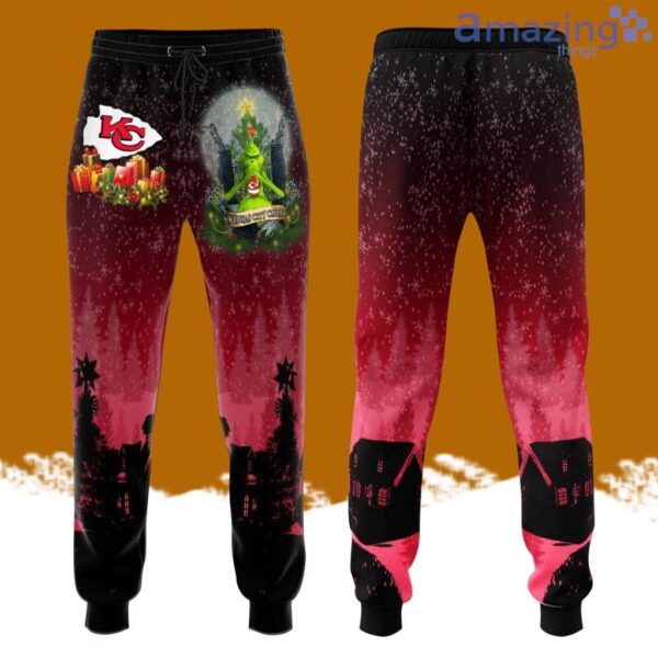 Kansas City Chiefs Grinch Christmas Night All Over Print 3D Galaxy Casual Unisex All Over Print 3D Long Pants Red Product Photo 1