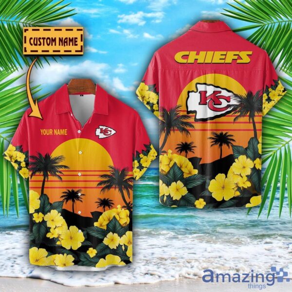 Kansas City Chiefs NFL Team Hawaiian Shirt And Shorts Floral Beach Pattern Custom Name Product Photo 1