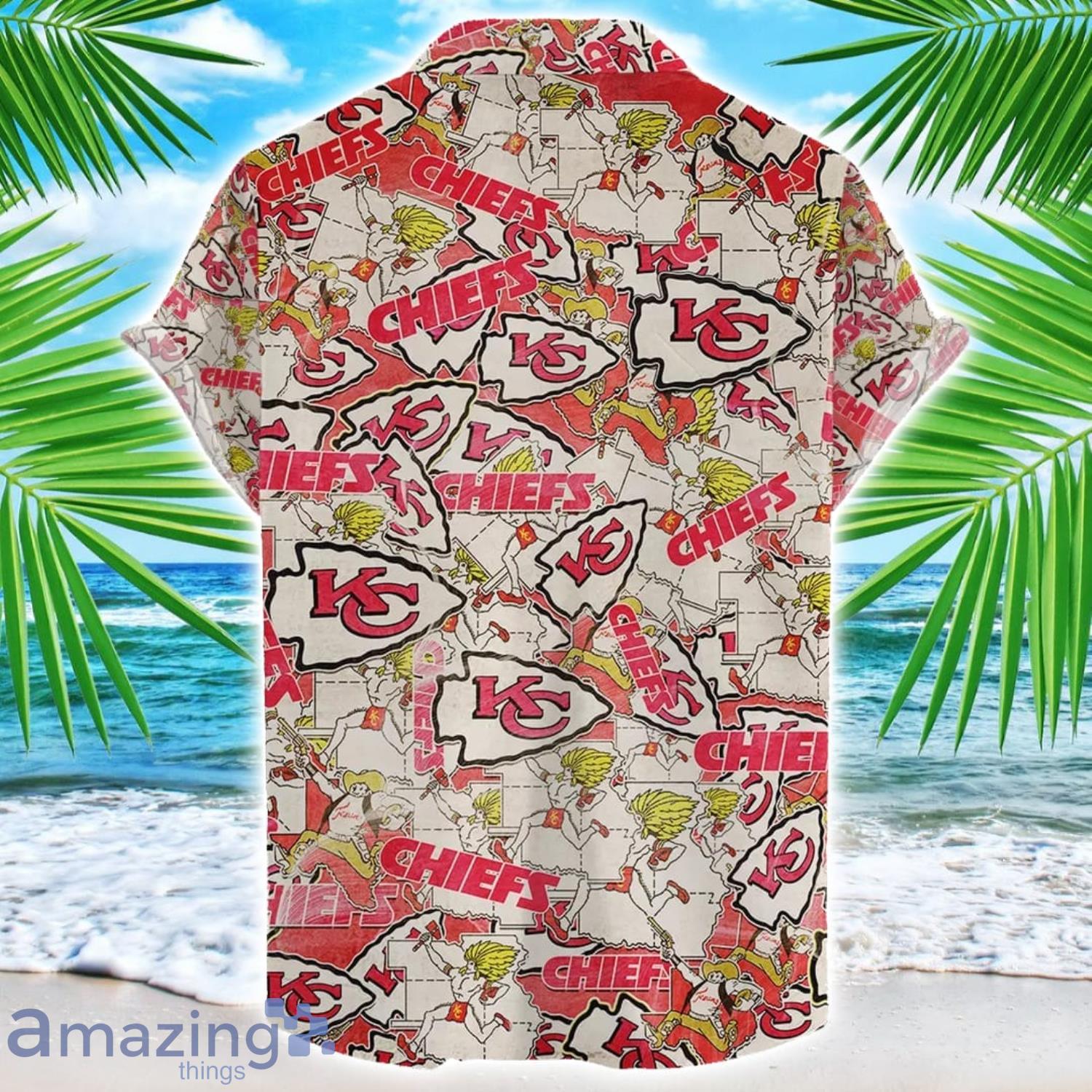 Kansas City Chiefs NFL Team Logo 3D Hawaiian Shirt Limited For Sports Fans image Kansas City Chiefs NFL Team Logo 3D Hawaiian Shirt Limited For Sports Fans Product Photo 2