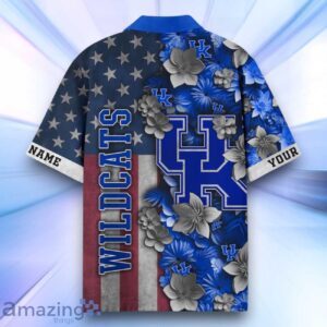 Kentucky Wildcats Hawaiian Shirt Flower 3D USA Flag 4th July Independence Day Custom Name Product Photo 3