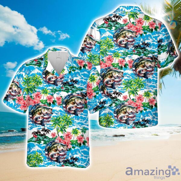 Large Mouth Bass Fishing Flag Hawaiian Shirt Product Photo 1