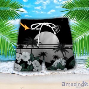 Las Vegas Raiders NFL Team Hawaiian Shirt And Shorts Floral Beach Pattern Custom Name Product Photo 2