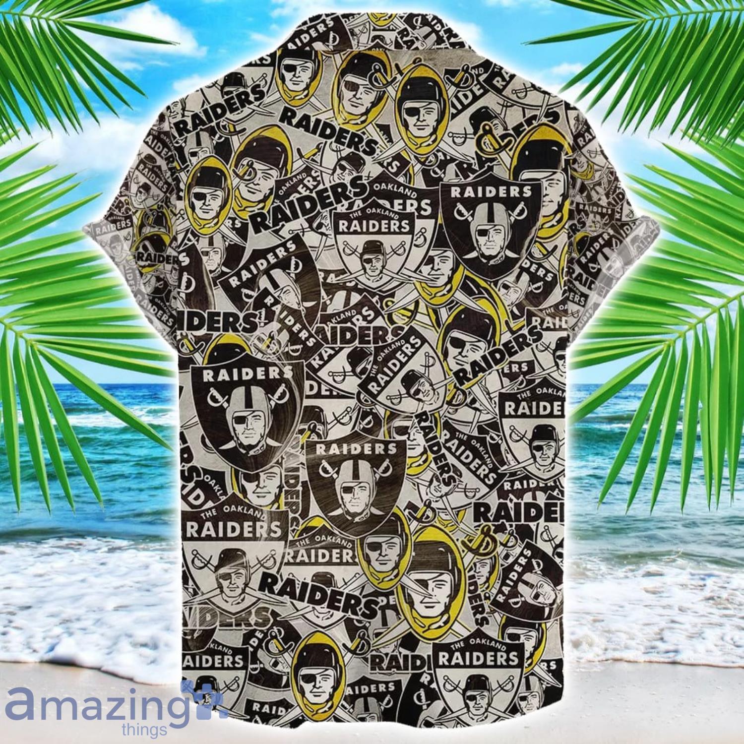 Las Vegas Raiders NFL Team Logo 3D Hawaiian Shirt Limited For Sports Fans image Las Vegas Raiders NFL Team Logo 3D Hawaiian Shirt Limited For Sports Fans Product Photo 2