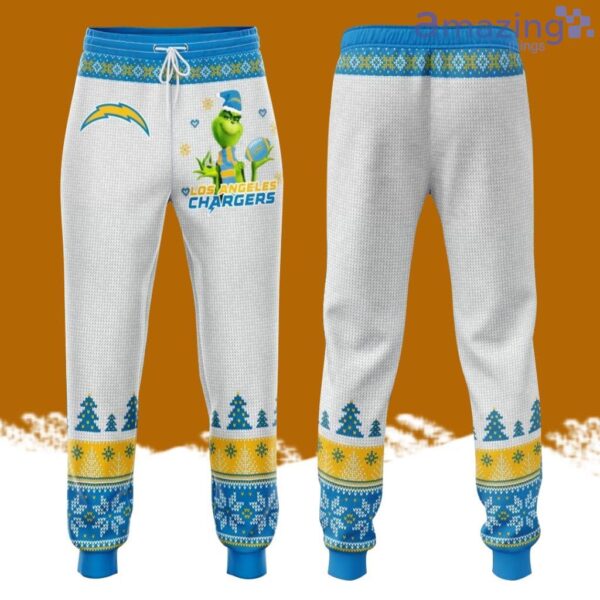 Los Angeles Chargers Football Team Grinch All Over Print 3D Long Pants White Product Photo 1