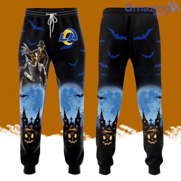 Los Angeles Rams Friday The 13th Halloween Theme All Over Print 3D Casual Unisex All Over Print 3D Long Pants Black Product Photo 1