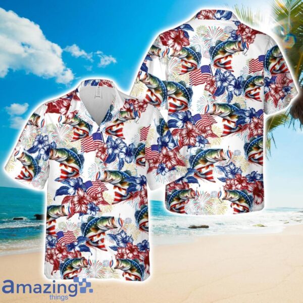 Patriotic Large Mouth Bass, 4th Of July Hawaiian Shirt Product Photo 1
