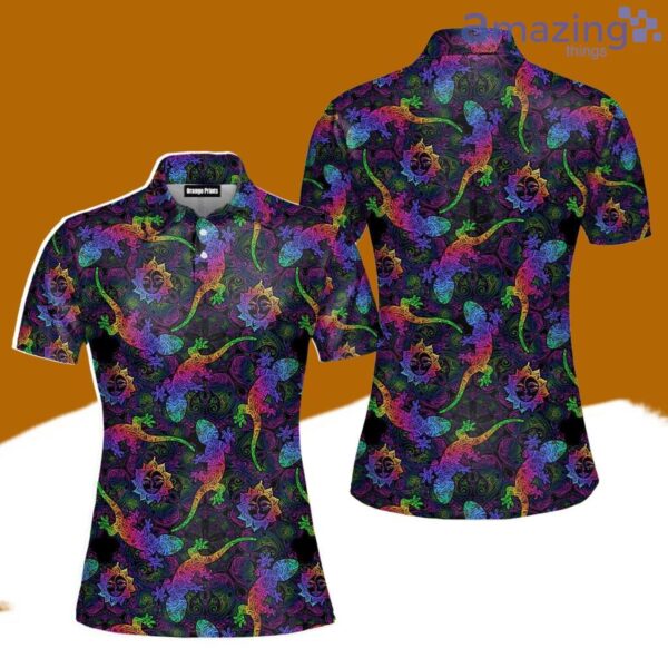 Mandalas Gecko Lizards With Boho Suns Tropical Pattern Polo Shirt For Women Best Fashion Golf Product Photo 1