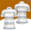Mardi Gras Striped Polo Shirt For Women Best Fashion Golf