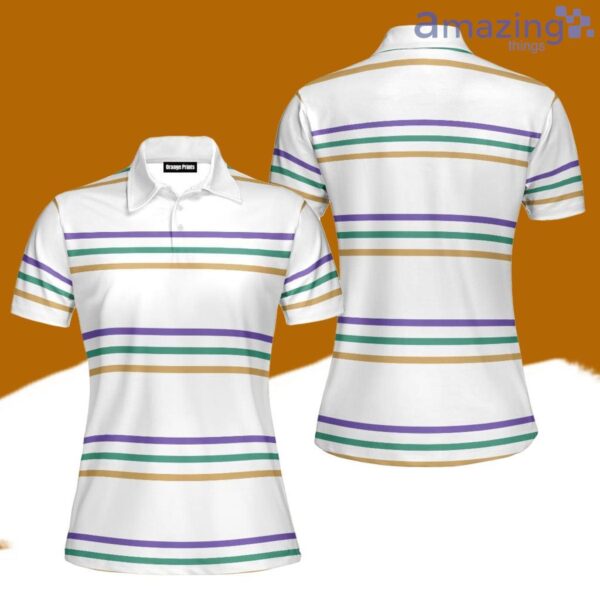 Mardi Gras Striped Polo Shirt For Women Best Fashion Golf Product Photo 1