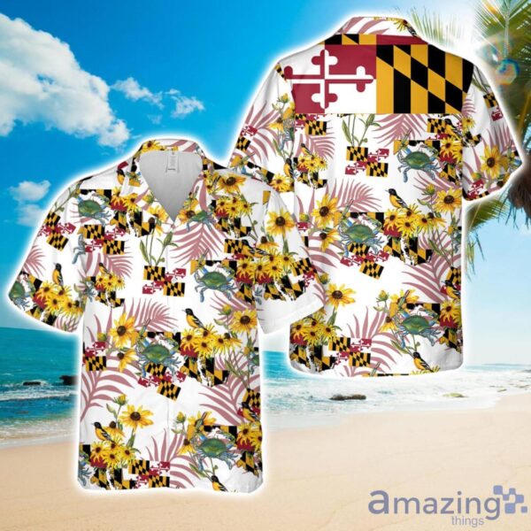 Maryland Black Eyed Susan & blue crab Hawaiian Shirt Product Photo 1