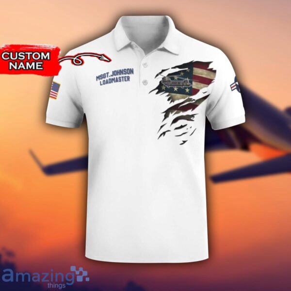 MH-47 Chinook MH47 3D Aircraft Flag White Polo Shirt For Men And Women Custom Name Product Photo 2