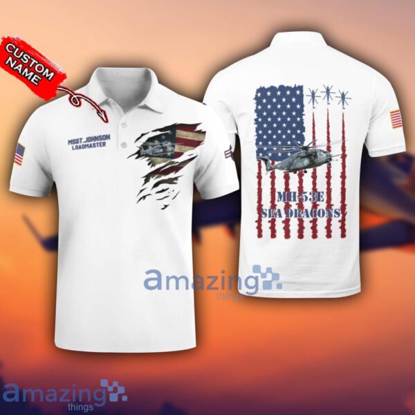 MH-53E Sea Dragons MH53E 3D Aircraft Flag White Polo Shirt For Men And Women Custom Name Product Photo 1