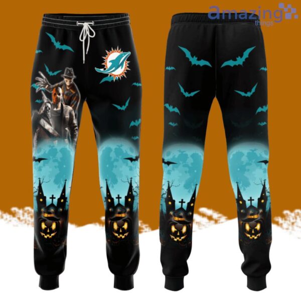 Miami Dolphins Friday The 13th Halloween Theme All Over Print 3D Casual Unisex All Over Print 3D Long Pants Black Product Photo 1